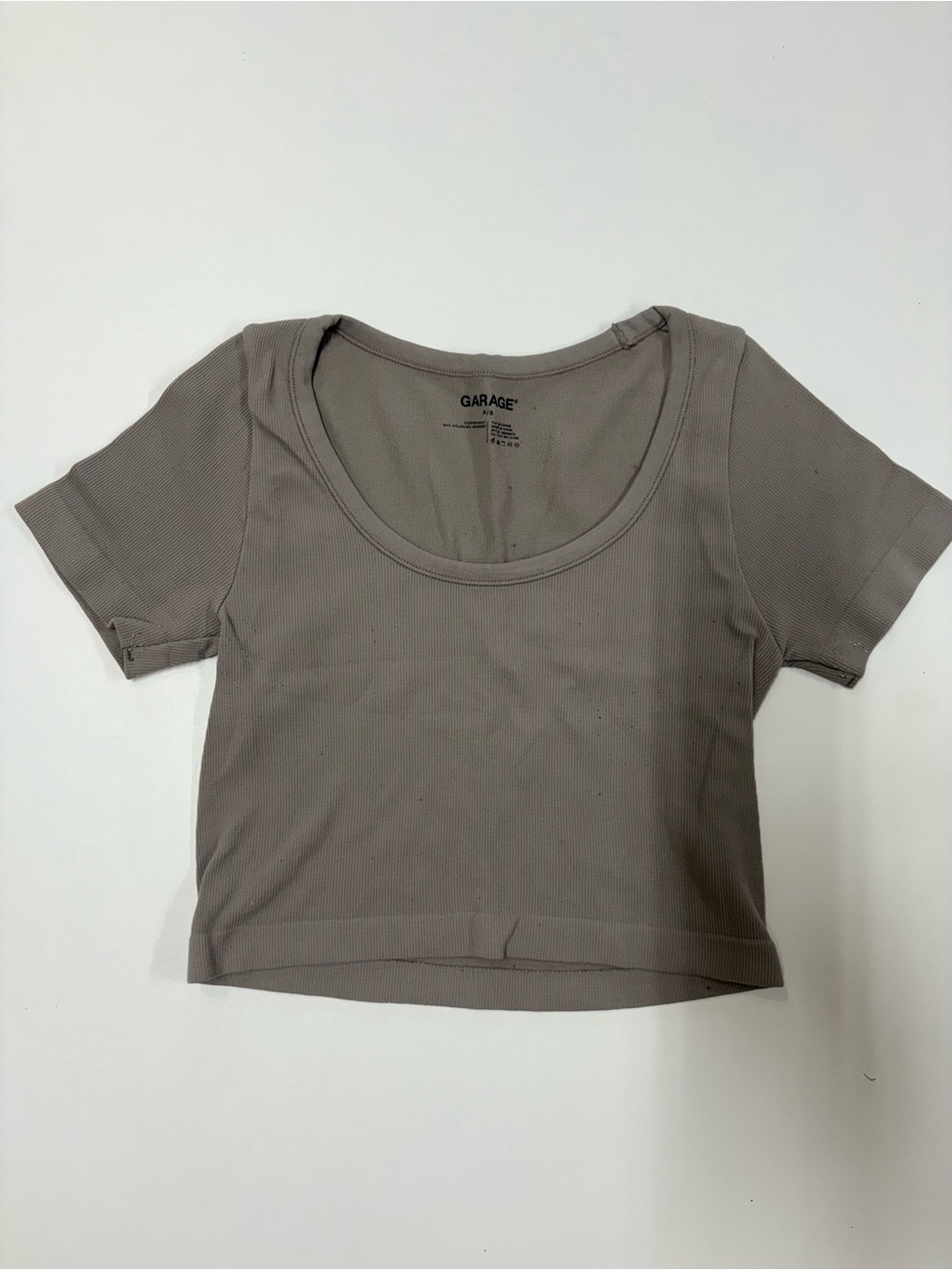 Garage Taupe Ribbed Scoop Crop Top